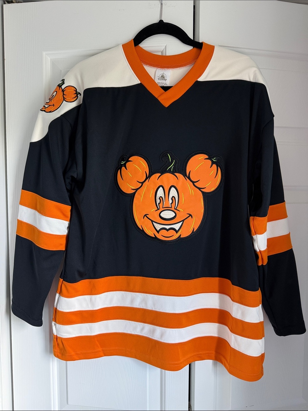 Disney Black & Orange Halloween Pumpkin Mickey Hockey Jersey